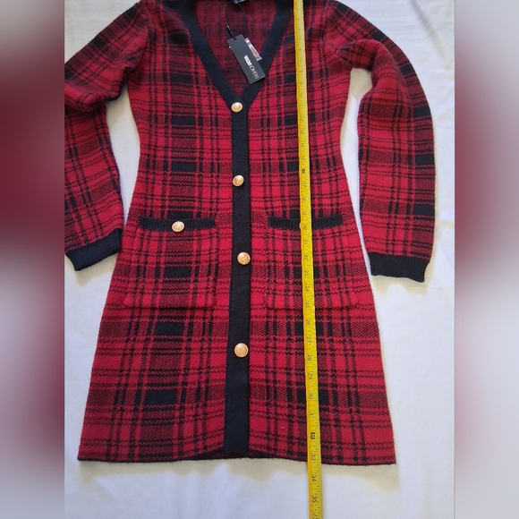 Fashion Nova Red and Black Plaid Long Sleeve Dress - Picture 5 of 16